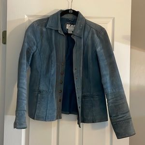 Blue leather jacket